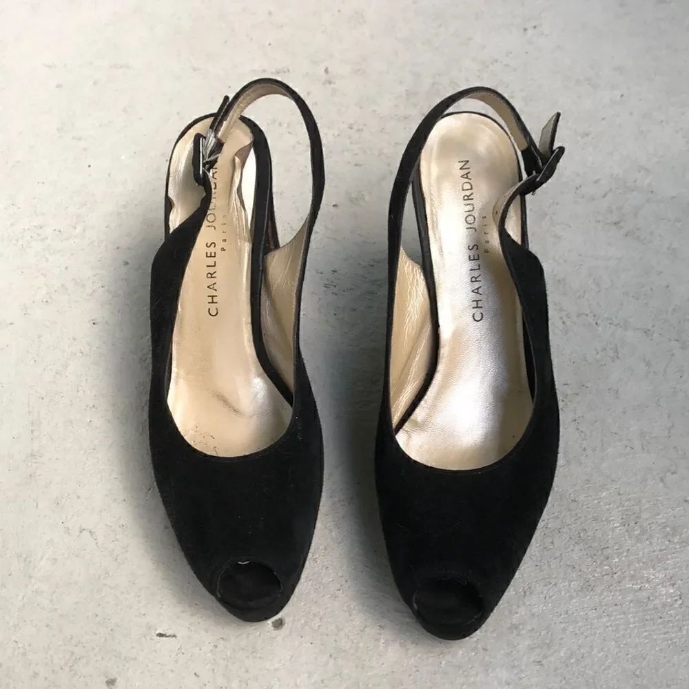 Vintage  Jourdan suede peep to slingbacks